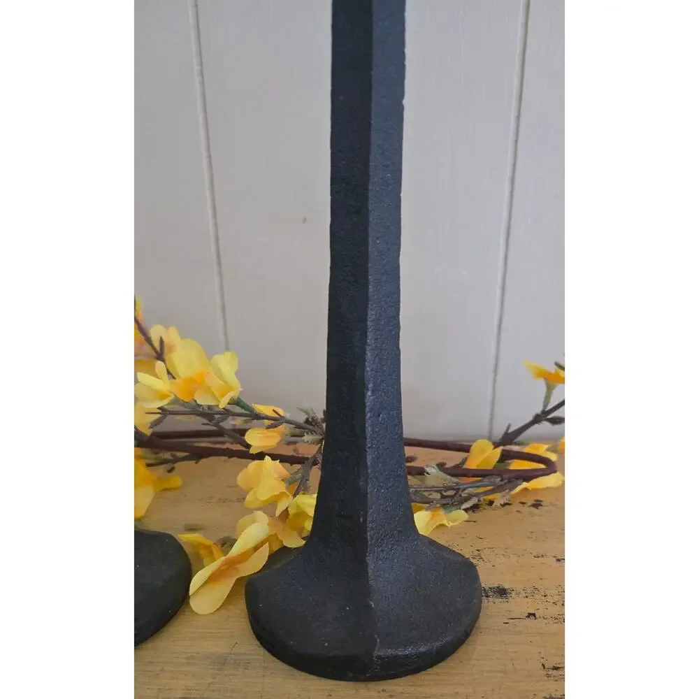 Cast Iron Taper Candle Holders Set of Two Great Pre-loved Condition